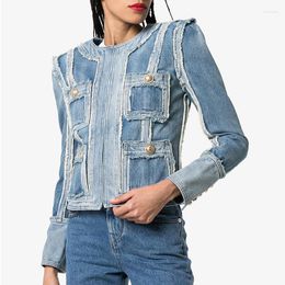 Women's Jackets Fashion 2022 Designer Stylish Jacket Women's Lion Buttons Tassel Fringed Denim