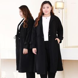 Women's Trench Coats Women's Large Size 4XL-10XL Women Black Overcoat 2022 Spring Autumn Long Coat Lady Casual Loose Windbreaker Female