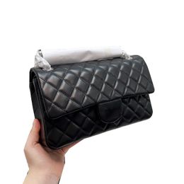 Womens Lambskin Classic C Double Flap Quilted Bags Real Leather Silver Metal Hardware Matelasse Chain Crossbody Shoulder Messenger Purse Luxury Handbags 25cm