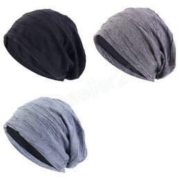 Knit Winter Hole Hats For Women Men Cotton Skullies Beanies Unisex Hip-Hop Solid Warm Hat Womens Touca Caps Double Fabric Hat