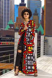 Women's Trench Coats Women's Chocomist Outwear Fashion African Print Women Kimono