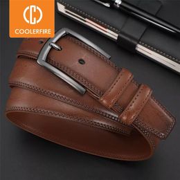 Belts Fashion Men's Genuine Leather Designer Belt for Man Pin Buckle with Strap Business Dress Male HQ091 220913