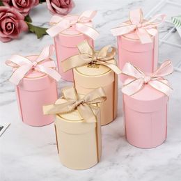 Gift Wrap Cylinder Chocolate Candy Box Wedding Favors and Gift Boxes for Wedding Decoration Baby Shower Gift Bags Party Supplies 220913