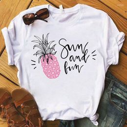 Women's T Shirts Pineapple Beach Vouge Summer 90s Graphic Short Sleeve Womens Harajuk Tops Clothing T-Shirt Hipster Women's