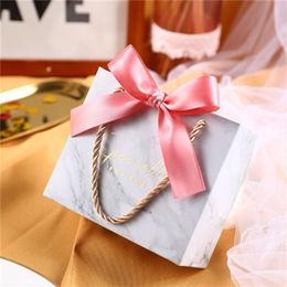 Gift Wrap 10Pcs/lot Red Grey Pink Marble Printed Candy Bag Box for Favor Gift Decoration/Event Party Supplies/Wedding Favours Gift Boxes 220913