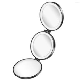 tri fold mirror Australia - Compact Mirrors Lurrose 1PC Tri-fold Cosmetic LED Mirror Portable Round Makeup 1x 5x 10x