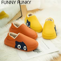 Slippers FUNNY FUNKY Winter Shoes for Women Waterproof EVA Slippers Short Plush Fleece Nonslip Sandals for Couple Outdoor Woman Shoes 220913