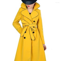 Women's Trench Coats Women's Vintage Coat Women 2022 Autumn Elegant Double-breasted Belt Long Windbreaker Outerwear Female Casaco