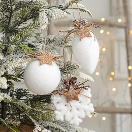 Christmas Decorations White Snow Flakes Bell 2023 Noveltiesspheres Globe of Tree Pendants for Home Decor Xmas 220912