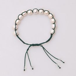 Link Bracelets Natural Freshwater Pearls Bangle On Wax Cord Adjustable Pearl Leather Handmade Knotted Jewellery