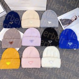 Winter Warm Bonnet Soft Wool Knitted Hat Triangular Badge Ski Beanies Caps Women Men Travel Skull Caps