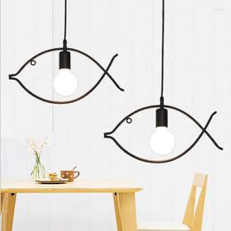 Pendant Lamps L Modern Minimalist Designer Lamp Living Room Dining Children's Personality Creative Art Wrought Iron Fish Chande LED