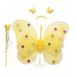 Cosplay wing for kids girls 3 Sets Princess Fairy light Wings Butterfly Angel Costume Dress Up Role Play