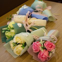 Gift Wrap Artificial Romantic Rose Flower Bouquet Handmade Holiday Decor Wedding Party Supplies Souvenirs Festival Home Decoration