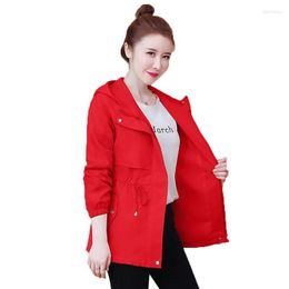 Women's Trench Coats Double Layer With Lining Women Coat 2022Female Spring Autumn Windbreaker Korean Loose Receive Waist Hooded Women's