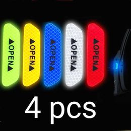 4pcs Personality Car Stickers Body Reflective Safety Stickers Reflective Safety Warning Conspicuity Tape Film Sticker