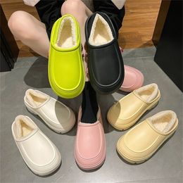 Slippers Women Home EVA Waterproof Plush Slides Plus Velvet Warm Platform Shoes Couples House Cotton Two Wear 220913