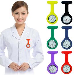 Pocket Watches Solid Colour Analogue Digital Clasp With Clip Watch Silicone Batteries Quartz Clock Decoration Gift