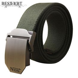 Belts YBT Unisex tactical belt Top quality 4 mm thick 3.8 cm wide casual canvas Outdoor Alloy Automatic buckle men Belt 220913