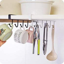 Kitchen Storage 6 Hooks Metal Under Shelf Mug Cup Cupboard Cabinet Organiser Hanging Hook Shelves Rack Holder