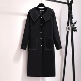 Women's Trench Coats Women's Large Size 6XL Russian Autumn Casual Loose Coat Oversize Single-breasted Black Vintage Windbreaker Female