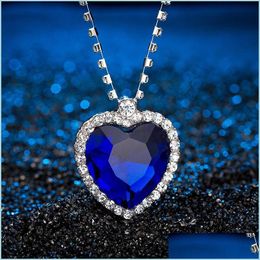 Pendant Necklaces Titanic Necklace The Heart Of Ocean Diamond Crystal Chain Luxurious Pendant Necklaces For Women Drop Deli Mjfashion Dhhk0