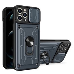 Phone Cases For Samsung A03S A04 A10S A11 A12 A13 A22 A20 A23 A31 A32 A33 A42 With Multi-Layer Car Holder and Bracket Lens Push Window Design Cover