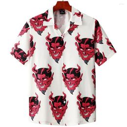 Men's Casual Shirts 3D Horror Devil Print Men's Short Sleeve Shirt Turn-down Collar Buttoned Cardigan Tops Fashion Trend Regular Fit