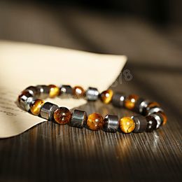 Charm Tiger Eye Stone Beaded Bracelet For Men Natural Black Hematite Stone Beads Jewellery Gifts Yoga Healing Pulseras Bracelets