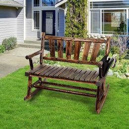 Camp Furniture Antique Wood Outdoor Rocking Chair Wooden Porch Rustic Rocker Armchair Bench For Deck Balcony Garden Or Indoor Use