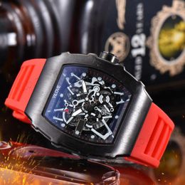 Top Luxury Mens Quartz Chronograph Watch Fashion Trend Ice Out Hip Hop Rubber Band Clock Durable Dirt Resistant Sports Men Gift Luminous Sapphire Wristwatch