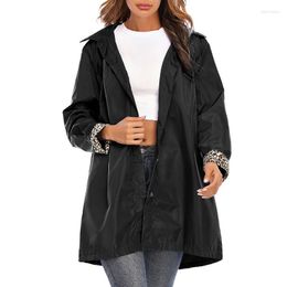 Women's Trench Coats Women's European And American High-quality Solid Colour Outdoor Wind Waterproof Hooded Long-sleeved Jacket Women