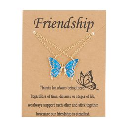 Pendant Necklaces 5 Colors Fashion Women Necklace Korea Style New Butterfly Pendant Cute Lovely Sisters Friendship Jewelry Mjfashion Dhaes