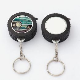 Sublimation Portable Mini Steel Tape Keychains Household Sundries Thermal Transfer Blank Small Pendant Stationery B6