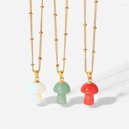 Pendant Necklaces Healing Crystal Cute Mushroom Pendants Sweet Necklace For Women Design Female Jewellery Gift 2022 Drop