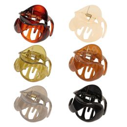 Women Hollow Out Snail Shape Hair Clamp Clips Jelly Color Plastic Medium Hair Claws Length 6 CM Ponytail Scrunchies Hairpins Jewelry Accessories