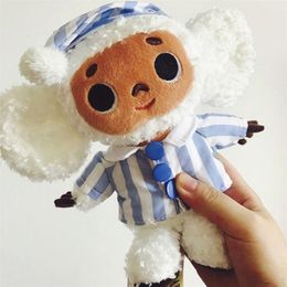 Plush Dolls cute cheburashka plush toy big eyes monkey with clothes soft doll Russia Anime baby kids sleep appease doll toys for children 220913