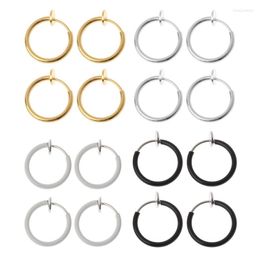 Hoop Earrings 4Pcs Clip On Fake Non-pierced Nose Rings Lip Ear Body Jewellery