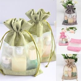 Gift Wrap Jute Pouch Packaging Bags Organza Wedding Gift Christmas Mariage Cake Candy Cosmetic Burlps Box Wholesale Items For Business Lot 220913