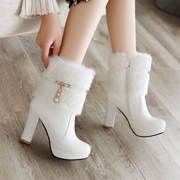 Boots Martin boots Autumn And Winter fashion Round head pearl zipper High heel Short tube Womens shoes plus size 3443 10cm high 220913