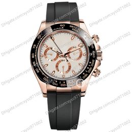 Mens Luxury Rose Gold Watch M116515ln 40mm white Dial Natural Rubber Strap No Chronograph 2813 Sports Automatic Mechanical Fashion Men's Watch m116515-0019 116509