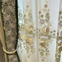 Curtain Luxury Embossed 3D Embroidered Lace High-grade Chenille Fabrics Blackout Curtains For Living Room Bedroom Blinds Drape#4