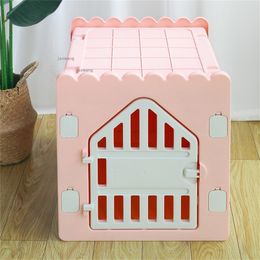 kennels pens Four Seasons General Plastic Dogs Houses Indoor Balcony Garden Small Dog Kennels Closed Cats Litter Cage Kitten Villa Bed 220912