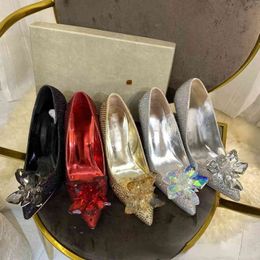 Brand Casual Shoes J home high-heeled crystal bride wedding shoes 2022 new Rhinestone shallow mouth single