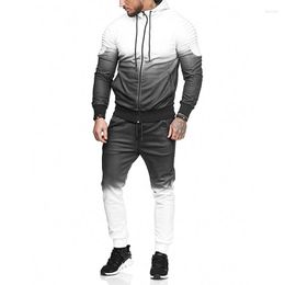 Men's Tracksuits ZOGAA Fashion Casual Men Sweat Suit Streetwear With Hood Top Stitching Colour Sweatsuits 4 Colours Tracksuit For 2 Pieces Set