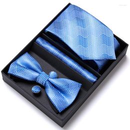 Bow Ties 2022 Style Festive Present For Men Silk Tie And Pocket Square Set Cufflinks Fit Father Day Birthday Group Work Party