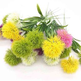 Faux Floral Greenery 1 PcsArtificial Flowers Green Real Touch Dandelion Fake Plants Plastic Flowers Home Decoration Length 25 Cm J220906