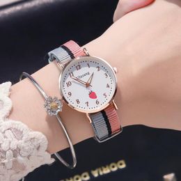 Wristwatches Women Watch Cartoon Dial Bracelet Watches Set Ladies Leather Band Quartz Wristwatch Female Clock