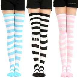 Men's Socks Compression Thigh High Stripe Long Women Tube Over The Knee Stockings Lolita Ladies Girls Warm