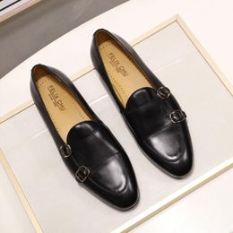 Dress 2022 Formal Men Handmade Brogue Style Genuine Leather Party Wedding Shoes Brand Designer Leisure Knitted Flats Oxf 8830